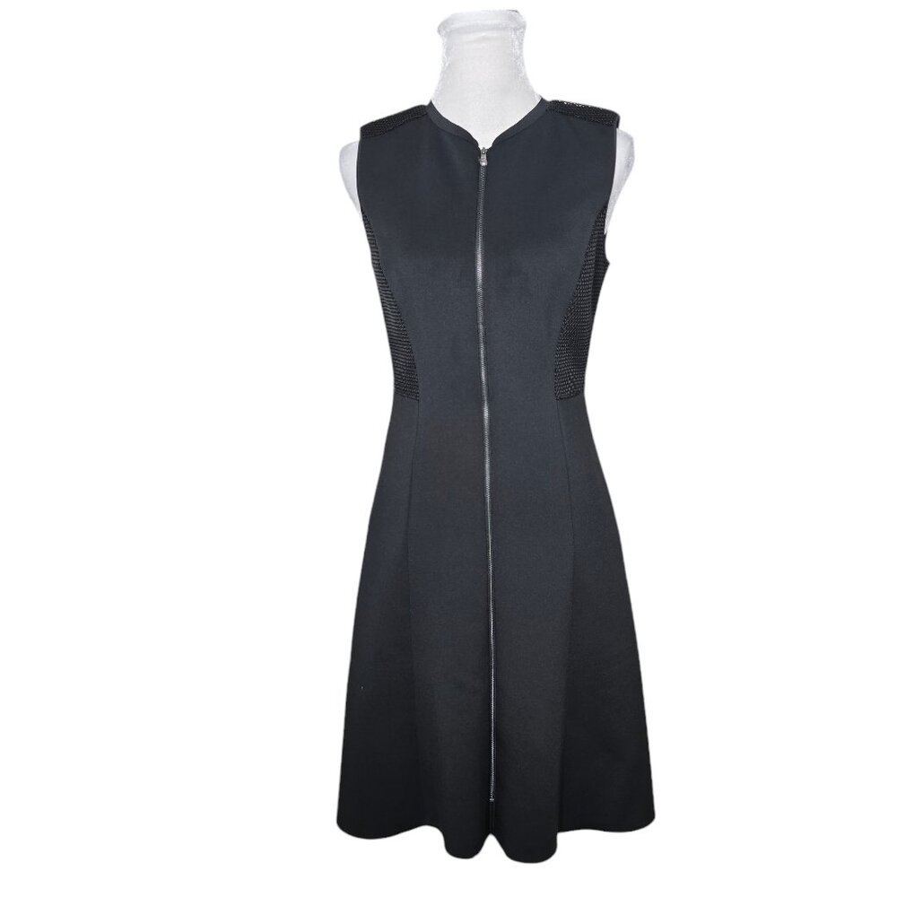 T Tahari Black Tristen Sleeveless Dress Zippers Down the Front Size 6 NWT